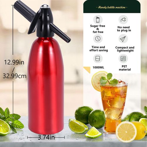 Soda Siphon Portable Seltzer Water Maker, Sparkling Water Maker Machine, Homemade Fresh Soda Maker, 1L Carbonated Water Dispenser for Home Fizzy Drink, Soda Water Maker, Not Included 8 g CO2 Cylinder