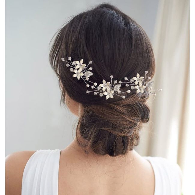 Pearl Bride Wedding Hair Pins Leaf Bridal Head Piece Flower Hair