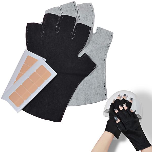 [RUITING] Nail Gloves, Disposable Gel Nail Lamp UV Protection Gloves, Set of 5 Pairs Nail Art Gloves, Disposable Nail Gloves, Fingerless Gloves, UV Protection, Breathable, Clean and Convenient, DIY