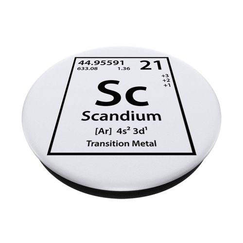 Periodic Tees Co. Scandium (Sc) Element Periodic Table Science and Chemistry White PopSockets Stand