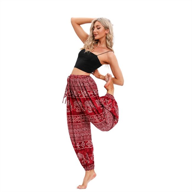 Boho Yoga Pants Women Hippie Harem Printed Dyeing High Waisted
