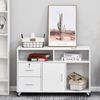 Printer Stand Home Office Mobile Cabinet Organizer Desktop Storage, White