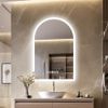 Smart LED Bathroom Mirror Time Date Temp Display Anti-fog Backlit Mirror w Light