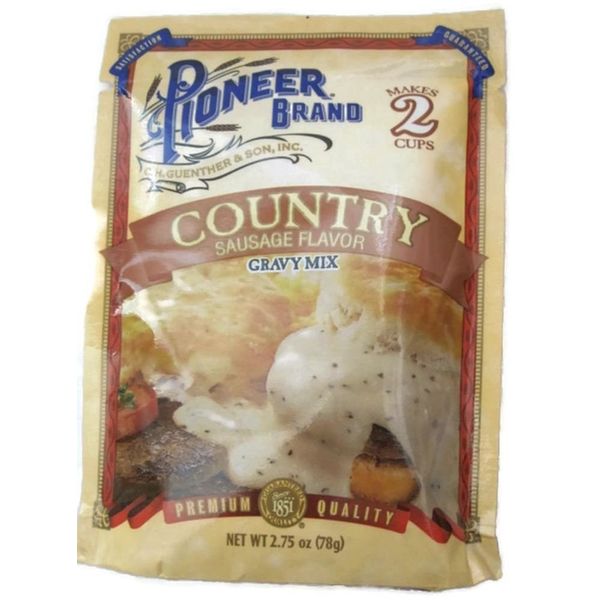 Pioneer Country Sausage Flavored Gravy Mix - Makes 2 Cups Per Packet - Net Wt. 2.75 OZ (78 g) Each - Pack of 3 Packets