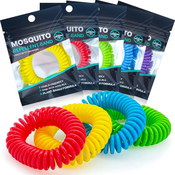 Mosquito Repellent Bracelets 10 Pack, Individually Wrapped DEET Free Insect Repellent Bracelets MosquitoBands Waterproof Wristband, Travel Protection Lasts Up to 350 Hours for Adults & Kids.