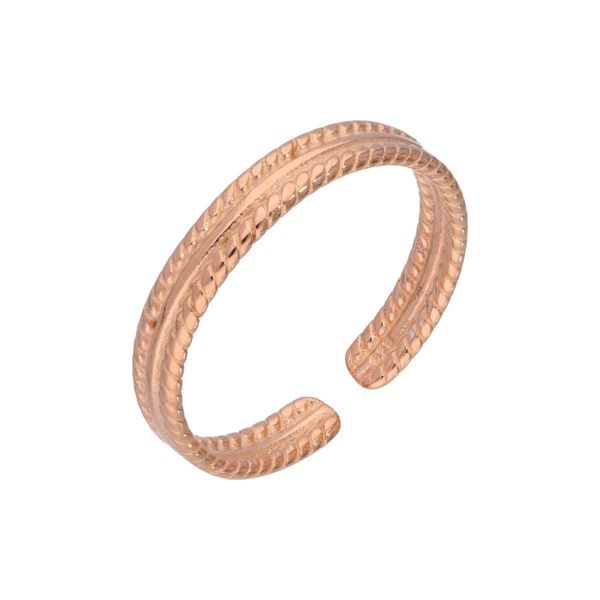 Rose Gold Dipped Sterling Silver Adjustable Ribbed Midi Toe Ring