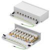 HB-DIGITAL 8-port CAT 6a LSA Patch Panel Shielded Distribution Panel Desktop & Wall Mounting Patch Panel 8x RJ45 Sockets for Network Ethernet LAN Cable with Ground Cable - Light Grey
