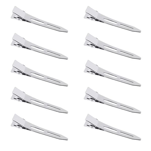 WEIESCIE 10 Stücke Haarspangen,Haarclips Damen,Silber Metall Alligator Curl Clips mit Löchern, Friseur Stahl-Haarclips, Abteilklammern für DIY Haarklammern Damen Mädchen