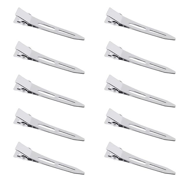 WEIESCIE 10 Stücke Haarspangen,Haarclips Damen,Silber Metall Alligator Curl Clips mit Löchern, Friseur Stahl-Haarclips, Abteilklammern für DIY Haarklammern Damen Mädchen