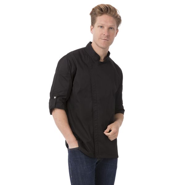 Chef Works Men's Hartford Chef Coat, Black, Medium