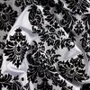 Flocked Damask Taffetta White/Black, Fabric by the Yard