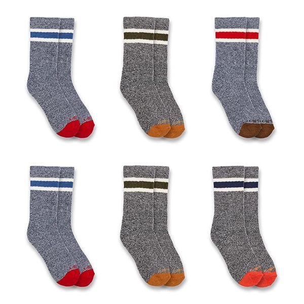 Carhartt Boys' Midweight Camp Crew Socks 6 Pack Variety 1 Multi