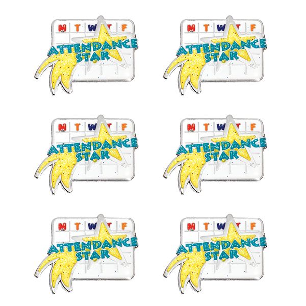 Anderson's Glitter Calendar Attendance Star Burst Award Pins, 6 Count