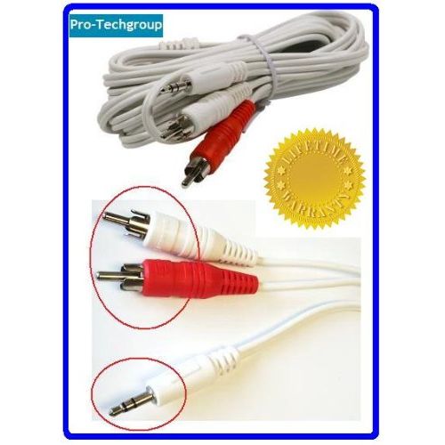 Pro-Techgroup 6 ft Premium Stereo 3.5mm to 2 RCA Y cable for iPod, MP3, CD Players, PC sound card to Speakers