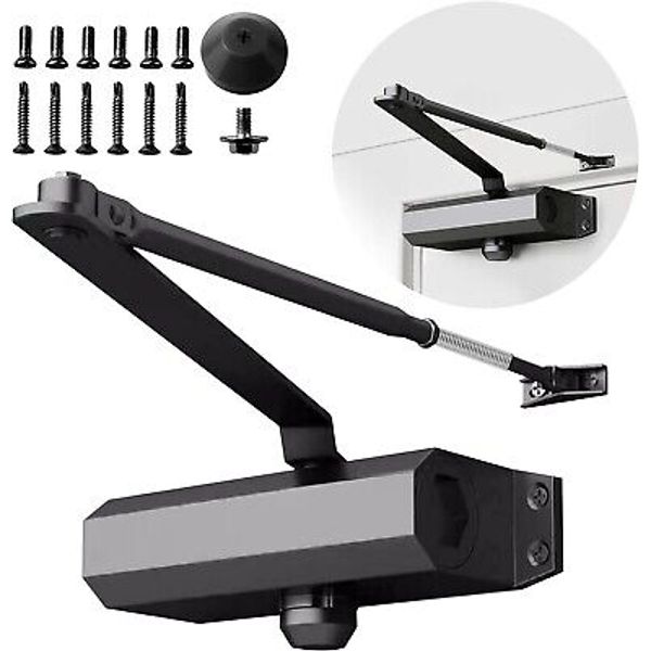 Heavy Duty Automatic Door Closer with Hold Open  (for Doors 132-187 lbs)  Black