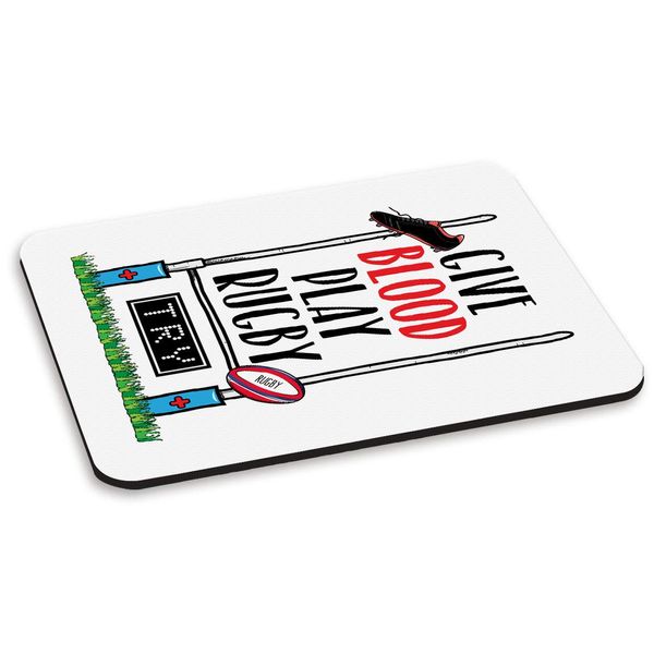 Give Blood Play Rugby PC Computer Mouse Mat Pad