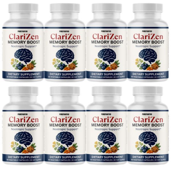 ClariZen Natural Nootropic Formula for Memory & Focus Support - 8 Bottles