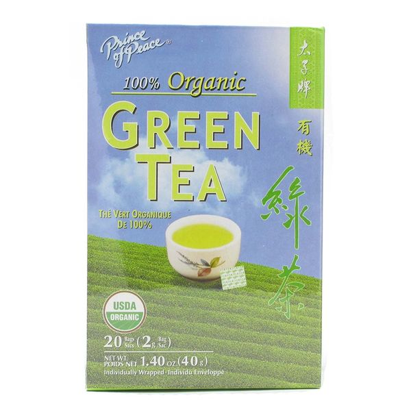 Prince Of Peace Organic Green Tea - 20 bags per pack - 6 packs per case.