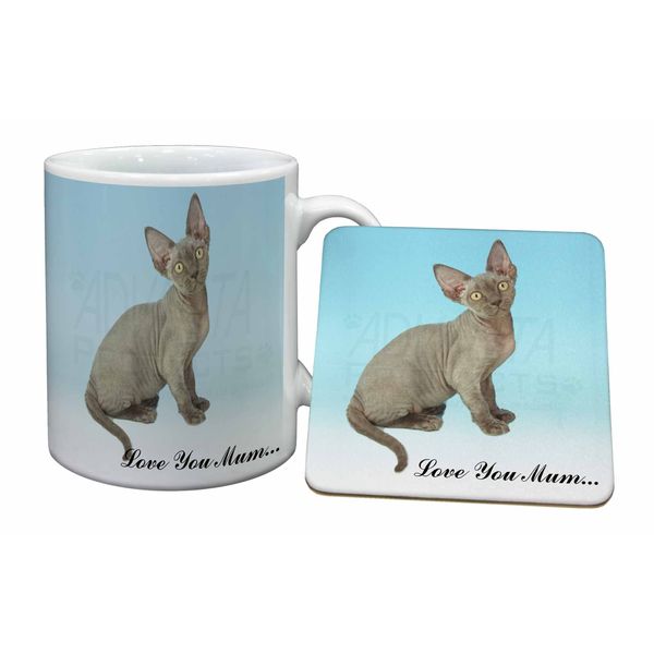 Advanta Group Devon Rex Kitten 'Love You Mum' Mug+Coaster Christmas/Birthday Gift Idea