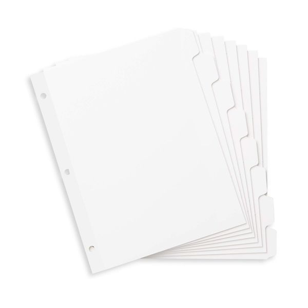 Blue Summit Supplies 3 Ring Binder Dividers with Reinforced Edge, 1/8 Cut Tabs, Letter Size, 3 Hole Punch Section Index Dividers for Binders, White, 96 Pack