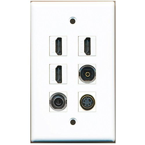 RiteAV - 3 HDMI 1 Port S-Video 1 Port Toslink 1 Port 3.5mm Wall Plate