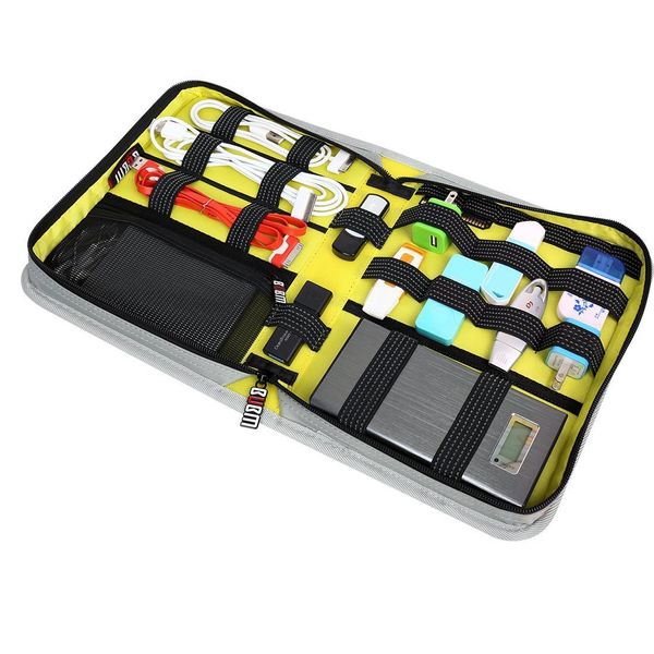BUBM Universal Travel Case for Small Electronics and Accessories/Hard Drive Case/Cable organiser DSK-T (Medium, Grey)