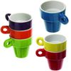 Spares2go Stackable Ceramic Espresso Cup Mug Set with Chromed Stand (Pack of 6 Cups)