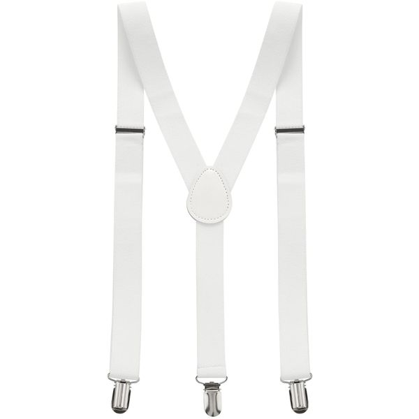 Allegra K Lady Woman Adjustable Metal Clamp Elastic Suspenders Braces one size White