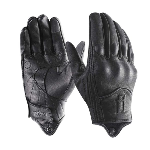 Harssidanzar Motorbike Gloves, Mens Leather Motorcycle Gloves Touchscreen Riding Racing Motorcoss Glove GM028UKK, Black(upgrade), Size L