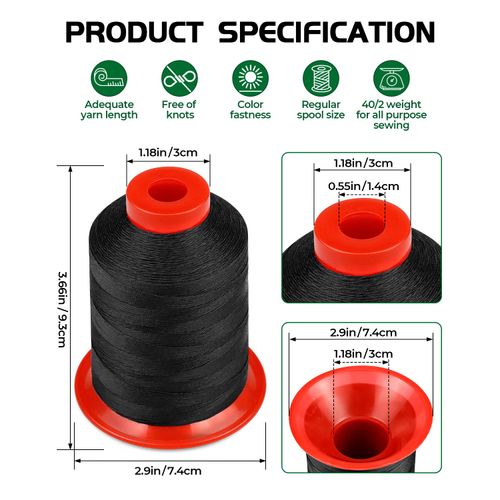 FIVEIZERO Extra Strong Upholstery Thread,Black 1000 Meters Bonded Nylon Thread for Denim Leather,Craft,Machine,DIY and Home (1 Pack)