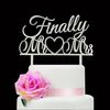 Finally Mr & Mrs Cake Topper, Wedding Anniversary Bridal Shower Party Decorations, Silver Acrylic