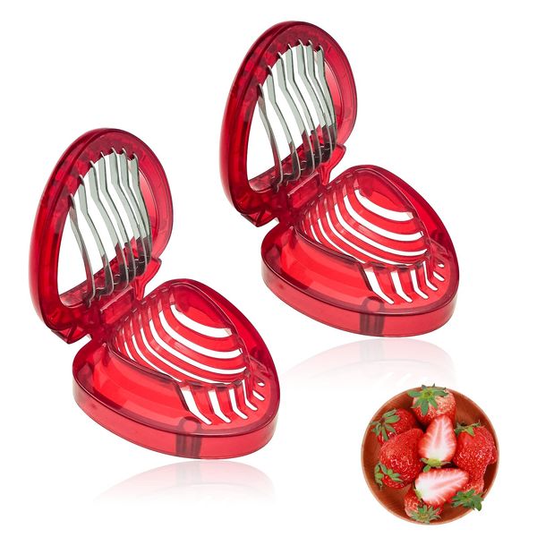 DonLeeving 2 PACK Strawberry Slicer Kitchen Gadget, Strawberry Accessories Fruit Slicer Cutter Set