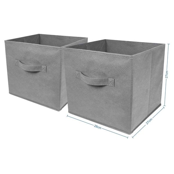 TOP Marques Collectibles 2 x grey large foldable square canvas storage box