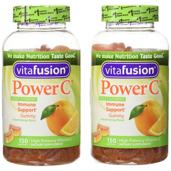 Vitafusion Power C Adult Vitamins Gummy, Immune Support, Natural Orange 150 ea (Pack of 2)