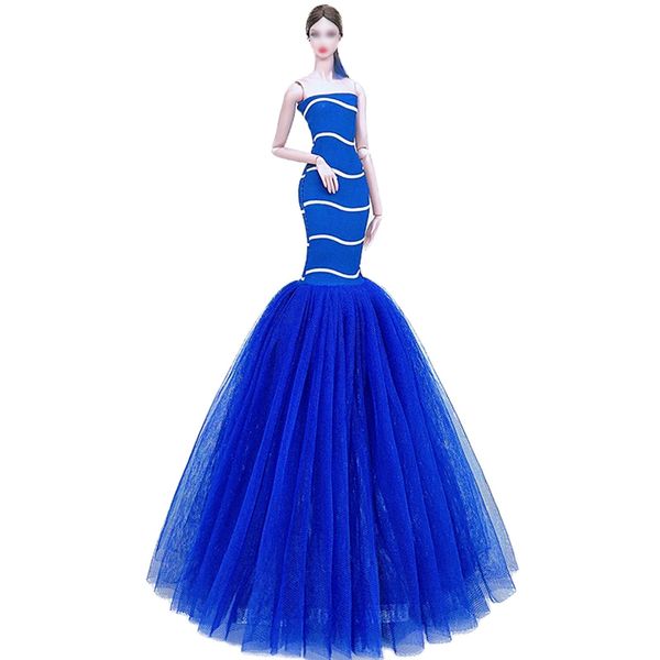 Fashion Princess Wedding Dress Party Gown Clothes for 11.5inch Doll Fishtail Dresses 1:6 Dolls Accessories (Style M)