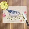 Blue Bird Flower Green Glass Chopping Board Kitchen Worktop Saver Protector