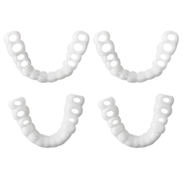 ALLY-MAGIC 2 Pair Instant Veneers Dentures Fake Teeth, Cosmetic Tooth Covering Snap On Smile Teeth, Temporary Upper and Lower False Teeth for Men and Women Y6-TMJYT