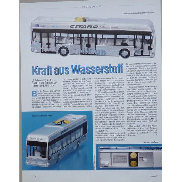 Mercedes Citaro Fuel Cell Bus in 1-87 by Rietze...a model report #0306mm