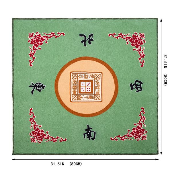 THY COLLECTIBLES Universal Mahjong/Paigow/Card/Game Table Cover - Green Mat 31.5" x 31.5" (80cm x 80cm)