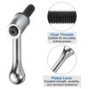 sourcing map 4pcs Clamping Lever Adjustable Handles M10 x 25mm Metric Male Thread Level Handle Threaded Stud Hand Knobs Locking Rotating Screw Handles Quick Release, Silver Tone