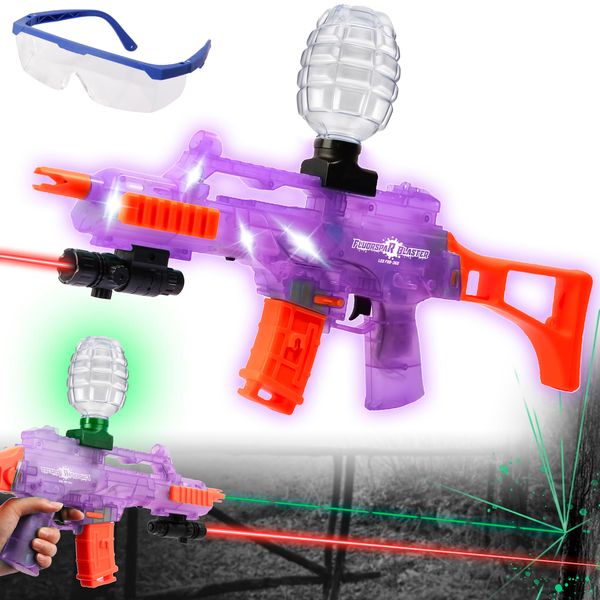 Lighting Gel Ball Blaster Glow in The Dark, 5 Cool LED Gel Ball Blaster, with Infrared, Goggles, for Outdoor Shooting Game, Ages 14+, LED FRB-360 Purple