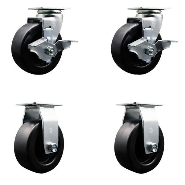 Tool Box Caster Wheel Set – 5 Inch Polyolefin Swivel Casters – SCC