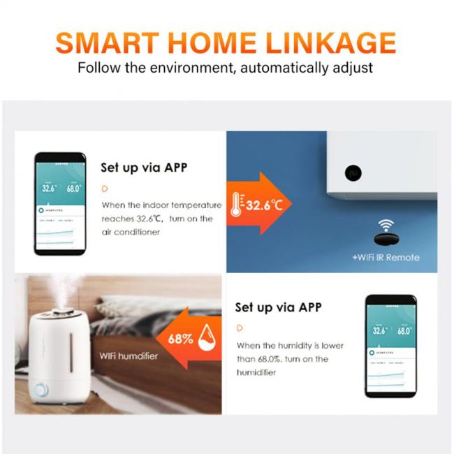 WiFi Temperature Humidity Sensor Smart Temperature And Humidity Sensor  Battery Powered Smart Home Security Work 