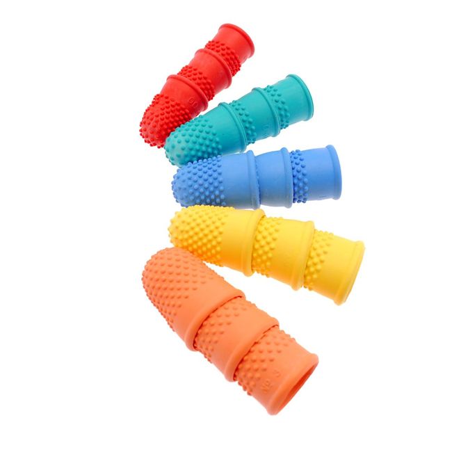 Pack of 15 Coloured Assorted Size Rubber Finger Cones Thimblettes