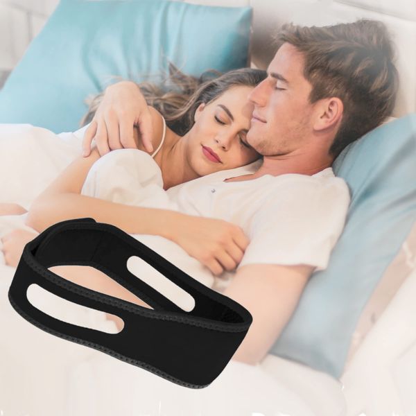 Anti Snore Chin Strap, Adjustable Stop Snoring Devices,Effective Anti Snore Devices Stop Snoring Sleep Aid, Stop Snoring Chin Strap for Men Women (Black)