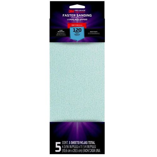 3 Packs 3M Pro Grade Precision Sanding Sheet Drywall 120 Medium (5 Sheets/Pack)