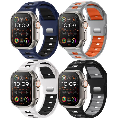 Acextro 4-Pack Sport Bands Compatible with Apple Watch Ultra 2/Ultra Band 49mm 46mm 45mm 44mm 42mm for Men, Waterproof Silicone Strap Soft Breathable Wristband for iWatch Serise 10 9 8 7 6 5 4 3 SE