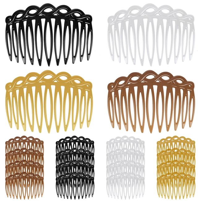 Prasacco 16 Pieces Hair Combs for Women Accessories French Hair Side Combs Plastic Twisthair Hair Accessories Comb Hair Clips Bridal Wedding Veil Teeth Hair Combs for Girls