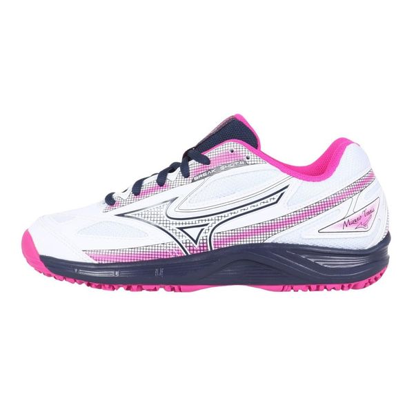 Mizuno Tennis Shoes, Breakshot 4 OC, Artificial Grass Court with Clay, Sand, Club Activities, Lightweight, Game Court, Soft Tennis, Hard Tennis, white/navy/pink