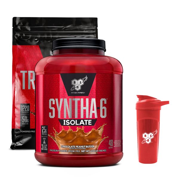 [+Shaker] Syntha-6 Isolate 1.82kg Choco Peanut Butter + BSN True Mass 4.71kg Choco / Complex Protein Syntha-6 Whey Protein Isolate